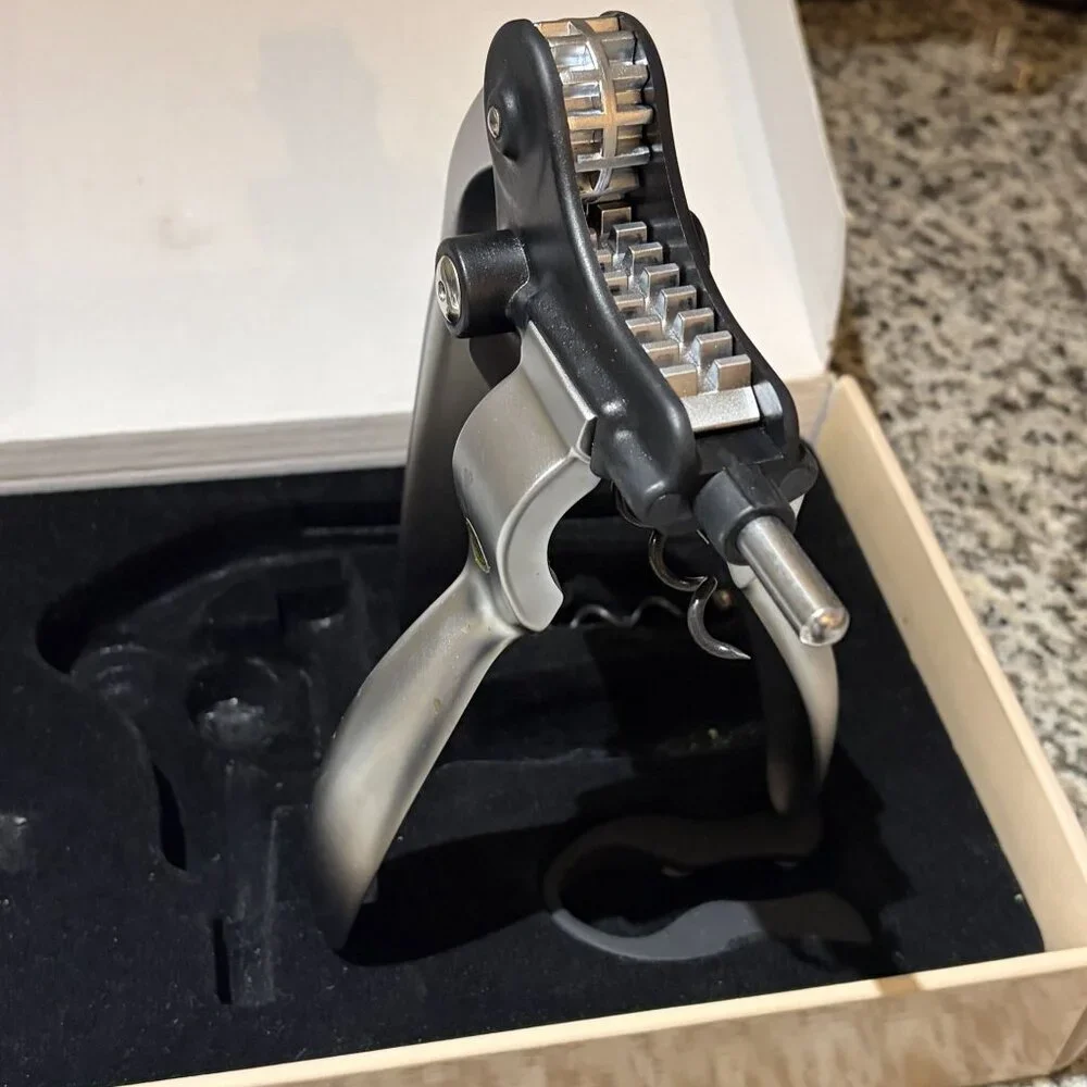 Arcosteel Corkscrew Wine Opener Set With 3-Way Action Accessories Silver Black